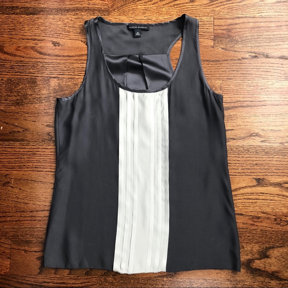 BR Silk Gray Panel Racerback Tank Top